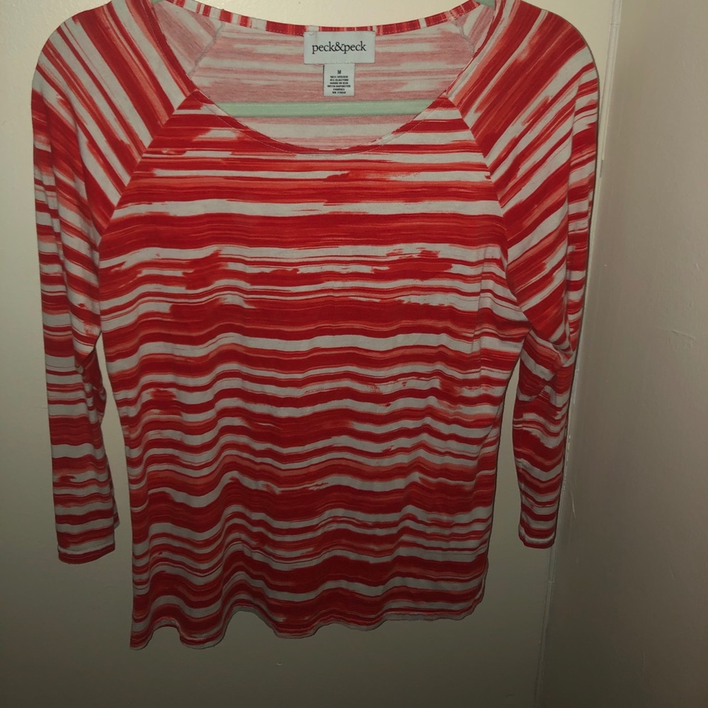 Red and white stripped shirt